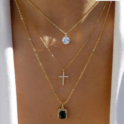 Women’s Jewelry Boho Layered Crystal Pendant Necklace | Vintage | Gold Tone | Trendy