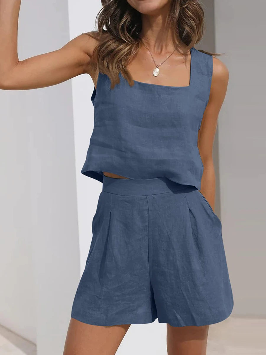 Women’s Summer Linen 2-Piece Lounge Set | Vacation Casual Set