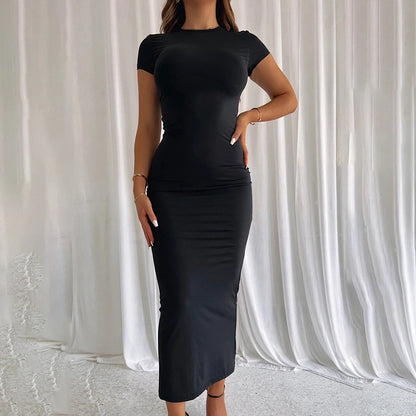 Women’s Black & White  Maxi Dress – Casual Summer Slim Fit