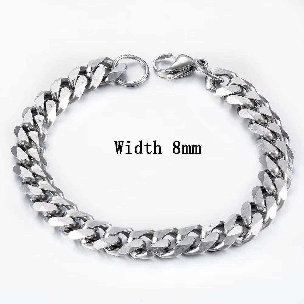 Men’s Stainless Steel Cuban Bracelet – Gold Color Hip Hop Punk Jewelry
