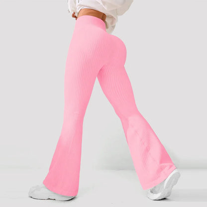 Women’s High-Waisted Flared Yoga Pants – Breathable 4-Way Stretch Sports Bottoms