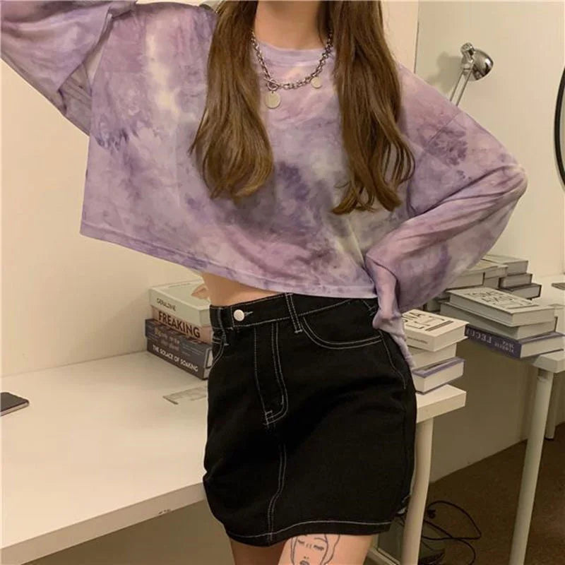 Women’s Tie Dye Sheer Sun-Proof Casual Tee Top