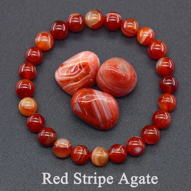 Women’s Natural Moss Agate Bead Bracelet – Healing Energy Stone Jewelry
