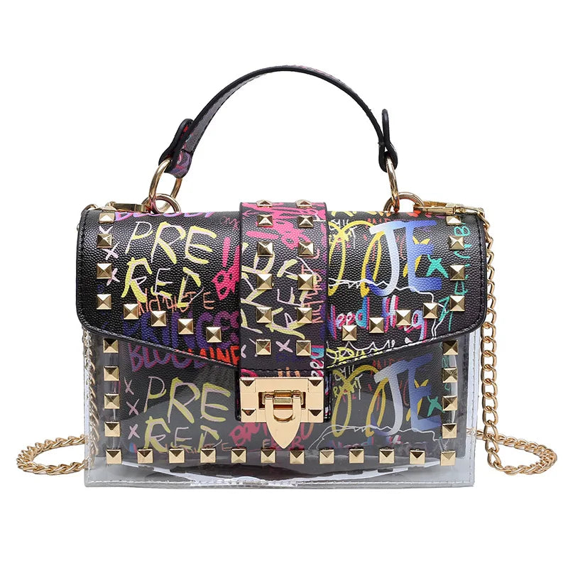 Women’s Crossbody Bag | Studded Graffiti | Fashion | Chic