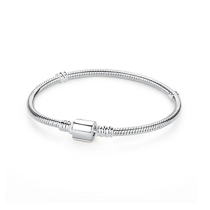 Women’s 925 Sterling Silver Bracelet – Rose Gold Snake Chain with Heart Charm Beads Jewelry