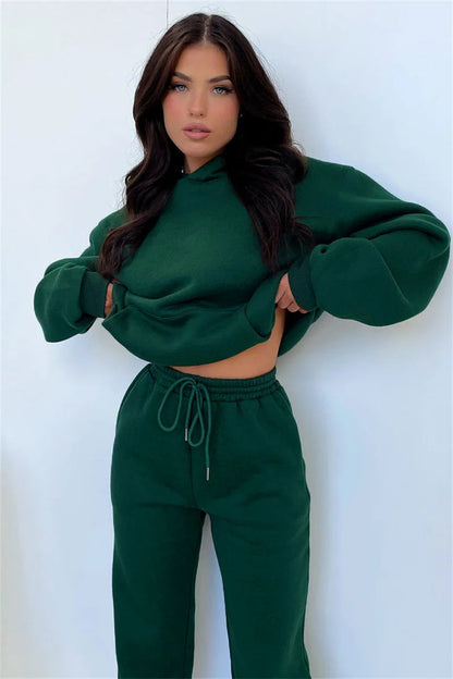 Women’s Autumn Winter Fleece Tracksuit Set – 2 Piece Casual Outfit
