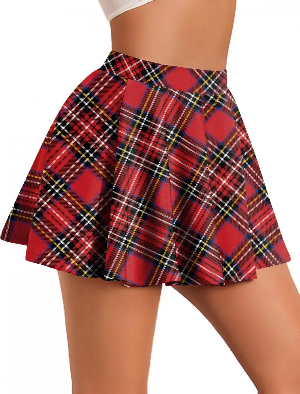 Women’s Retro Plaid Pleated Skirt Bottom – Y2K Vintage A-Line Mini School Uniform Style
