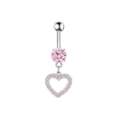 Women’s Pink Crown Heart Belly Button – Crystal Navel Piercing Jewelry