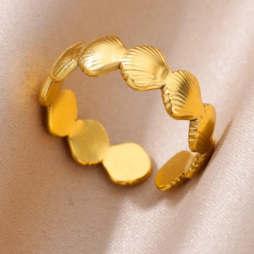Women’s Jewelry Shell Star Open Ring | Trendy | Gold Tone