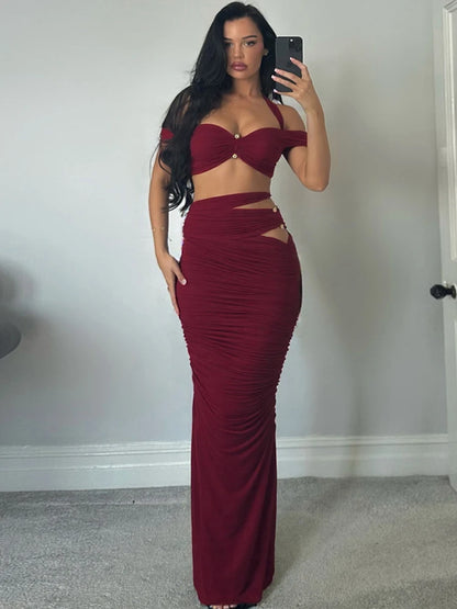 Women’s Halter Backless Maxi Dress – Slim Fit Body-Shaping Festival & Party Dress