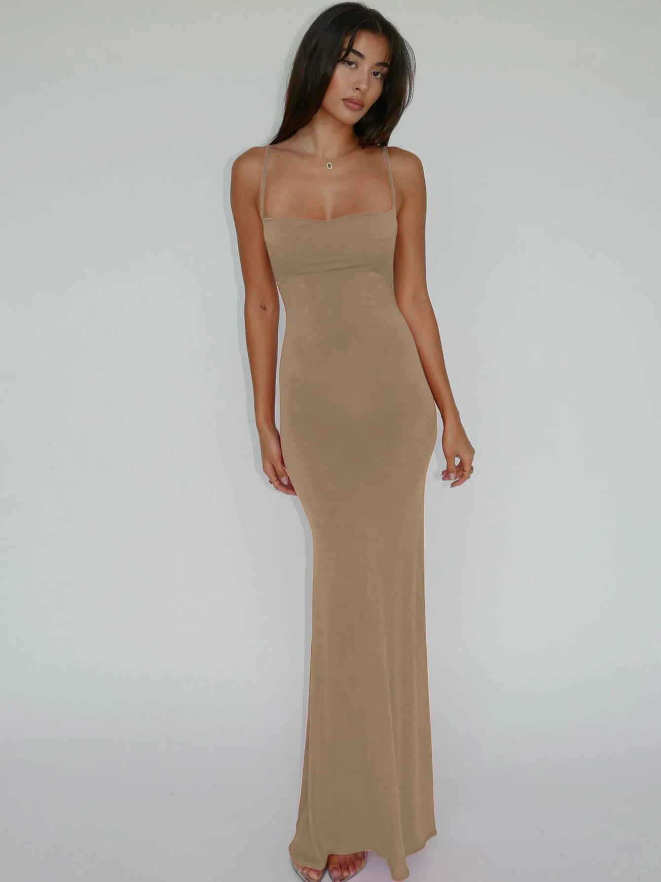 Women’s Sleeveless Backless Maxi Dress – Elegant Solid Y2K Spring Prom & Party Dress