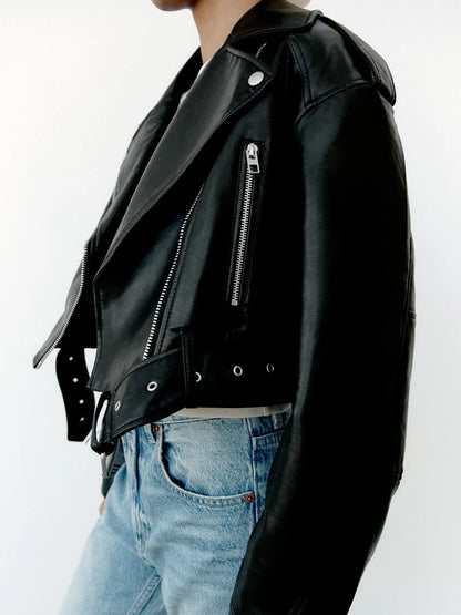 Women’s Faux Leather Jacket Outerwear | Biker | Casual