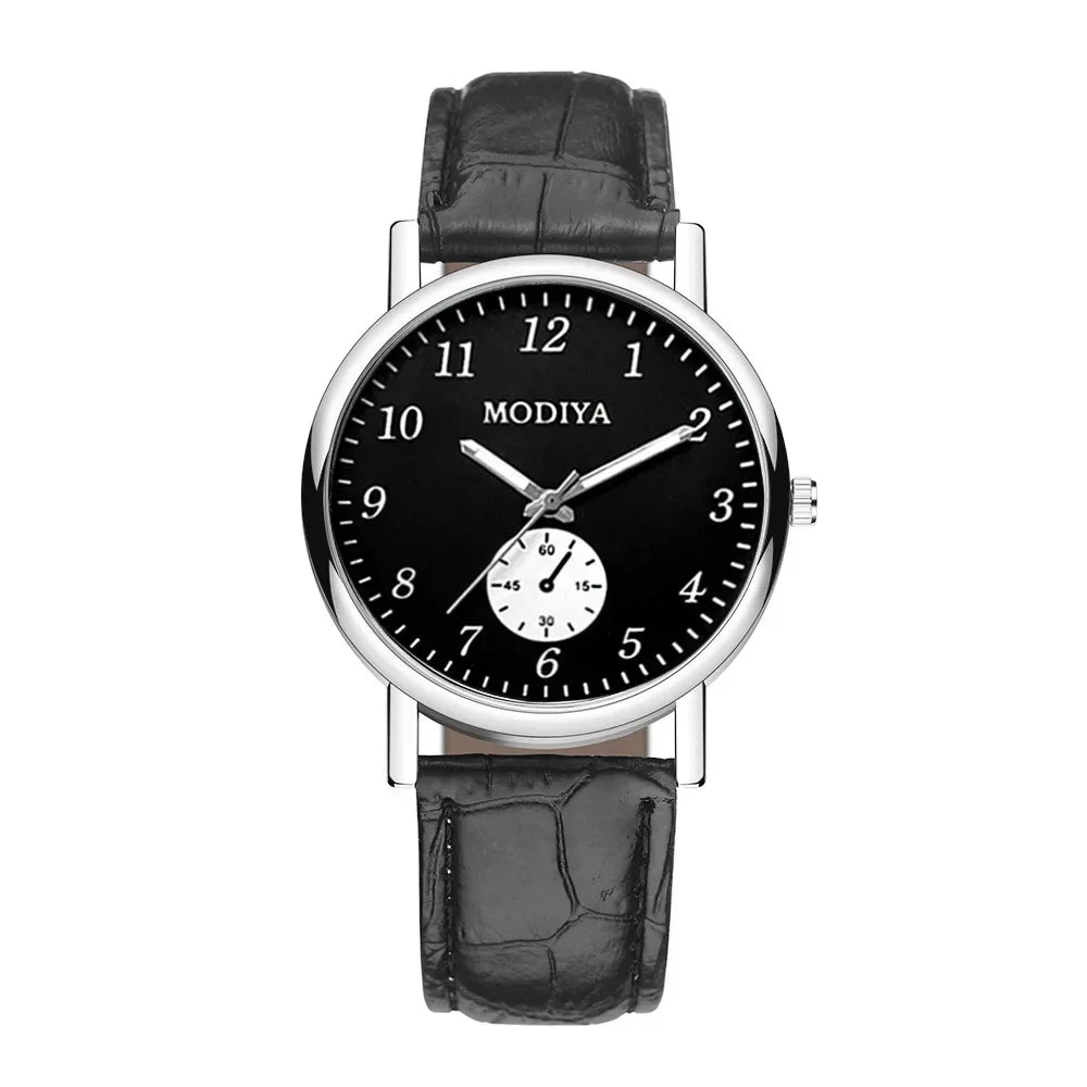 Men’s Luxury Leather Strap Watch – Business Analog Wristwatch, Casual Simple Style