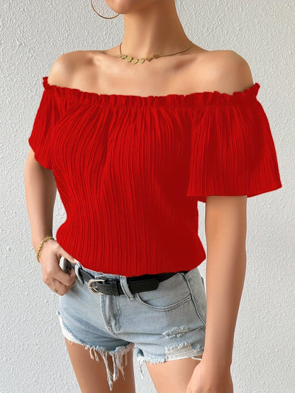 Women’s Elegant Strapless Chiffon Blouse – Off Shoulder Summer Top for Office & Casual Wear