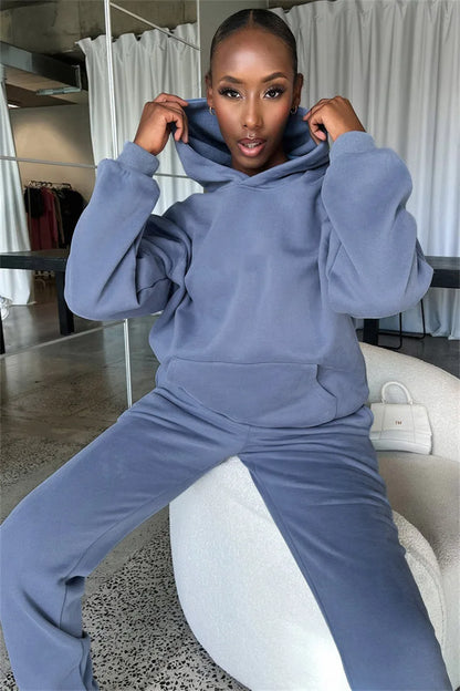 Women’s Autumn Winter Fleece Tracksuit Set – 2 Piece Casual Outfit