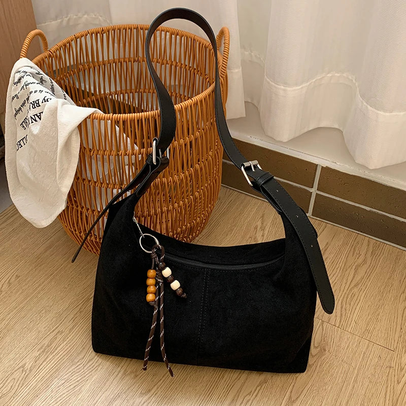 Women’s Shoulder Bag | Faux Suede | Large Capacity | Retro