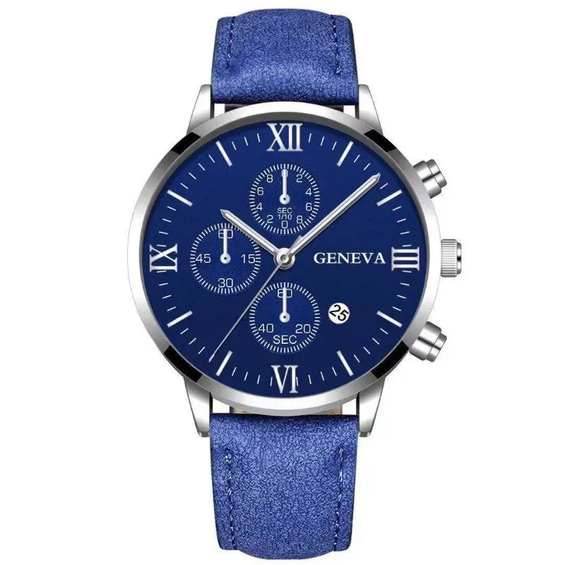 Men’s Luxury Quartz Sport Watch – Leather Strap Analog Wristwatch with Date