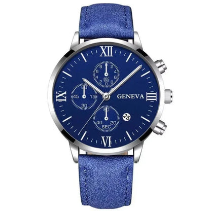 Men’s Luxury Quartz Sport Watch – Leather Strap Analog Wristwatch with Date