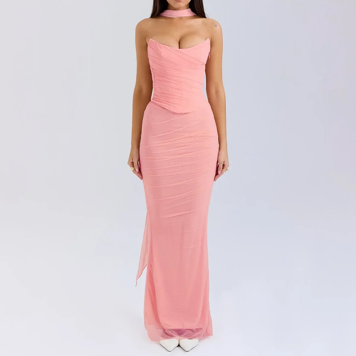 Women’s Elegant Maxi Dress with Scarf