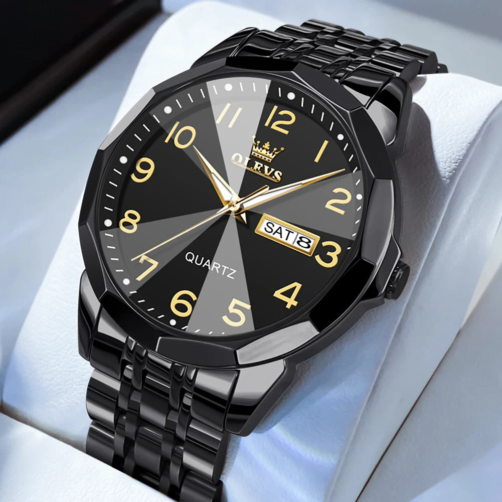 Men’s Fashion Watch – Waterproof Stainless Steel Wristwatch with Luminous Dial & Date