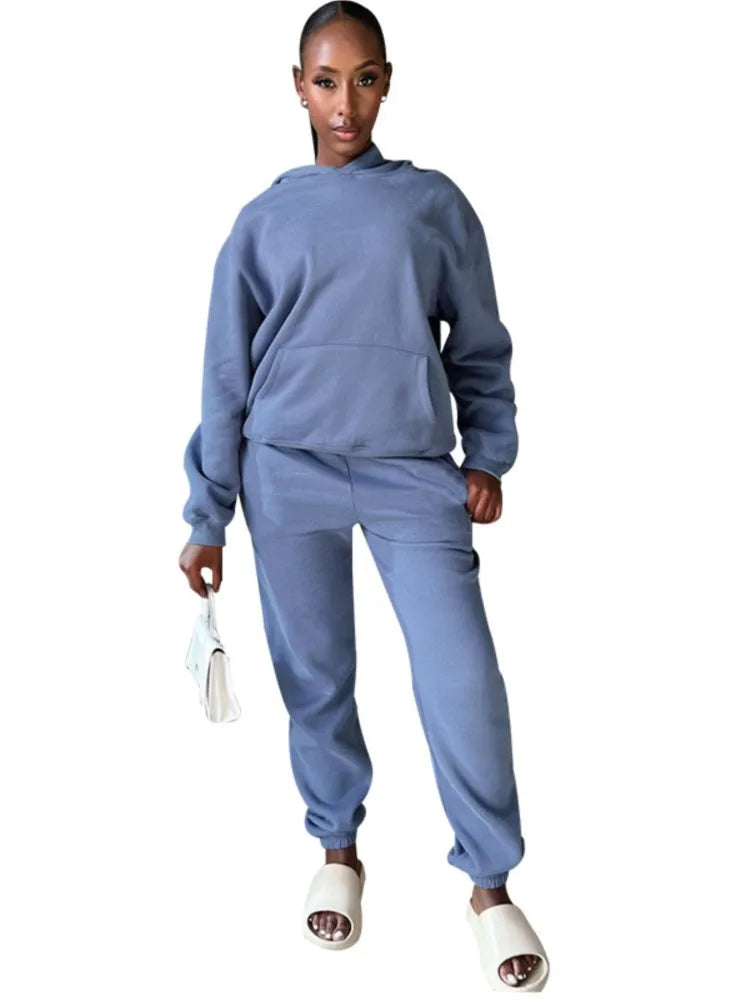 Women’s Autumn Winter Fleece Tracksuit Set – 2 Piece Casual Outfit