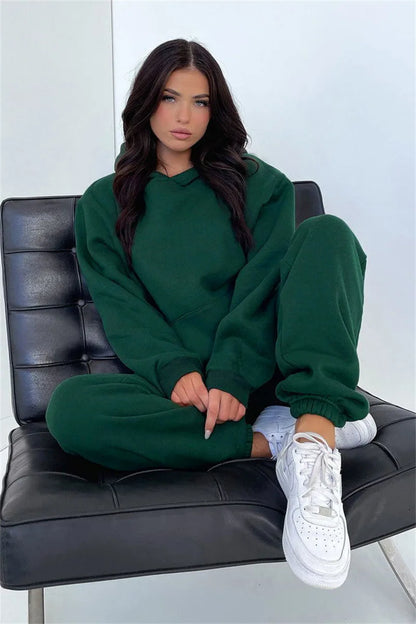 Women’s Autumn Winter Fleece Tracksuit Set – 2 Piece Casual Outfit
