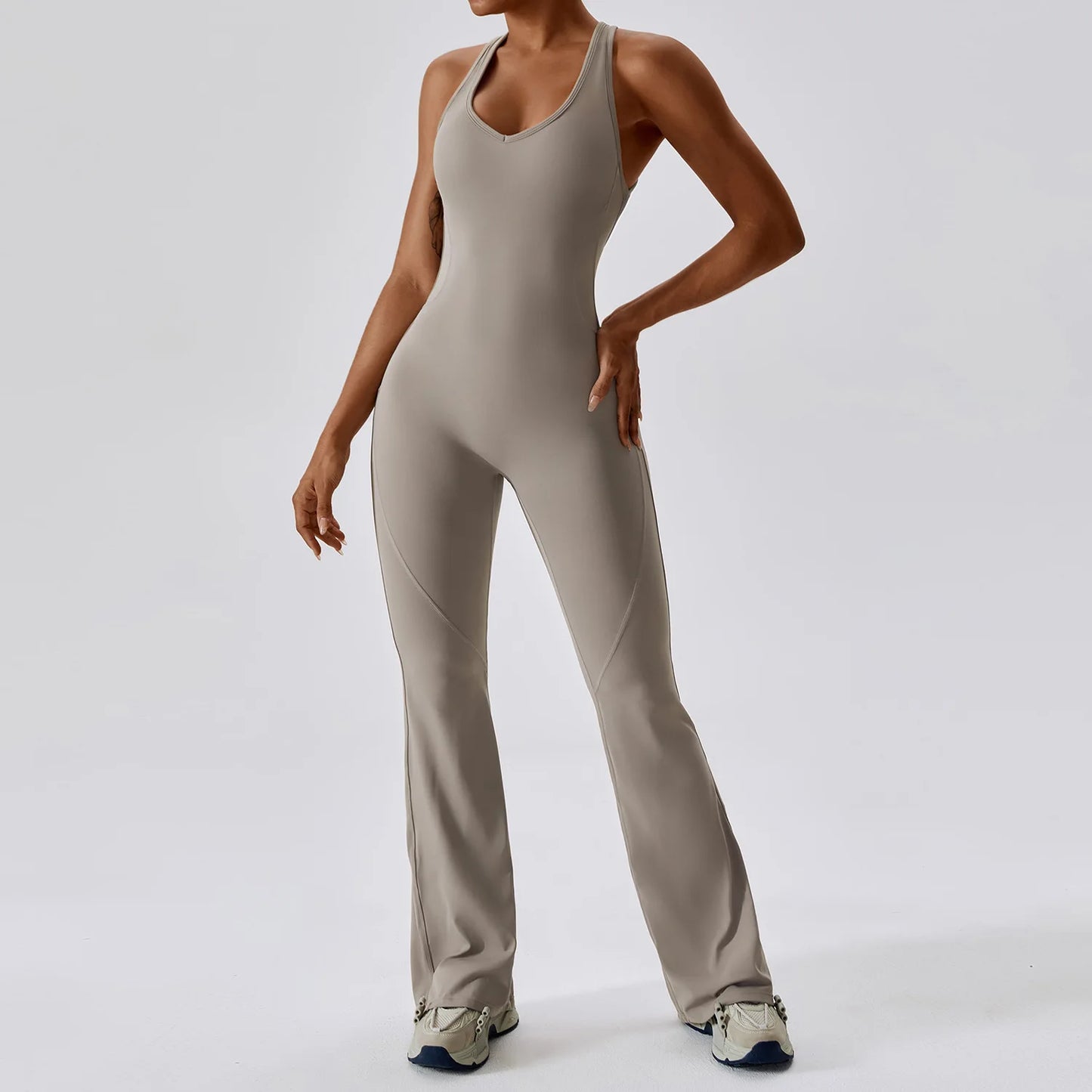Women’s Fitness Yoga Trumpet Jumpsuit | Hollow Quick-Dry Sleeveless Sport Gym Onepiece