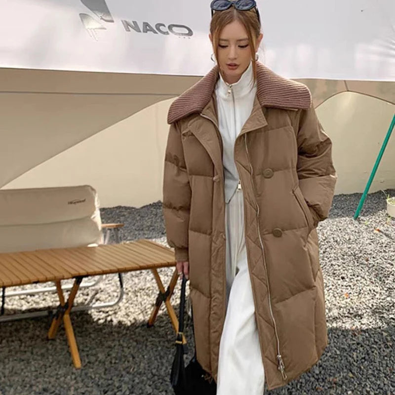 Women’s Quilted Puffer Outerwear – Mid-Length Windproof Cotton Jacket