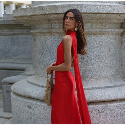 Women’s Elegant Maxi Dress – Off Shoulder Backless Detail Slim Fit Summer Evening Gown