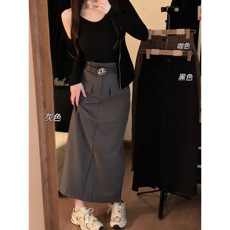 Women’s Retro High Waist Pencil Skirt Bottom – Slim Straight Long Skirt Autumn Style