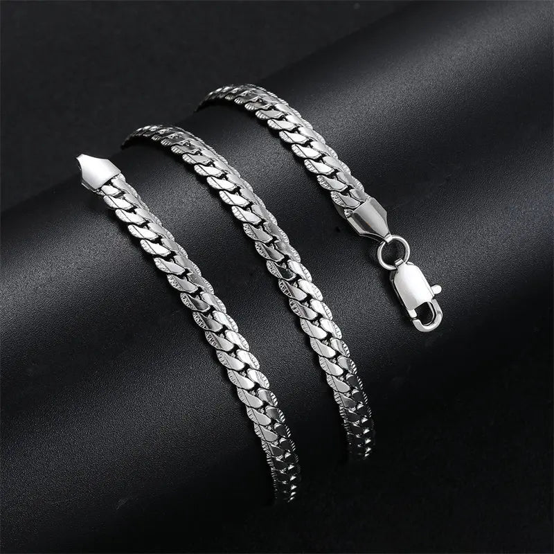 Men’s Sterling Silver Side Chain Bracelet Necklace – Jewelry