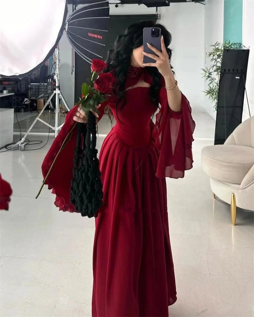 Women’s Vintage Elegant Prom Dress – Maxi High Neck A-Line Evening Gown