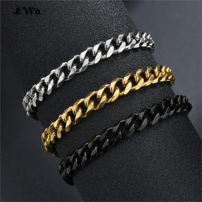 Men’s Stainless Steel Cuban Link Bracelet Jewelry – Unisex Curb Chain 3–11mm