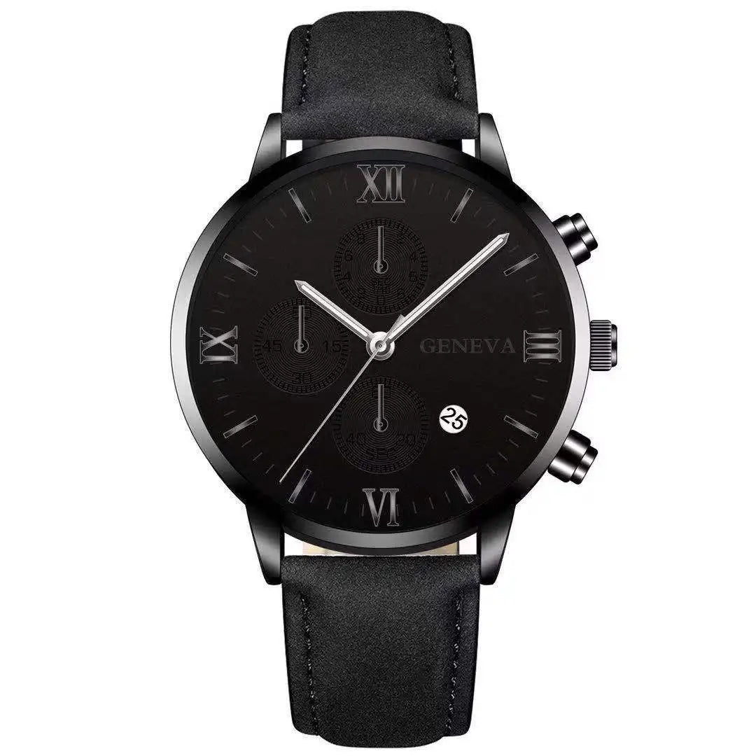 Men’s Luxury Quartz Sport Watch – Leather Strap Analog Wristwatch with Date