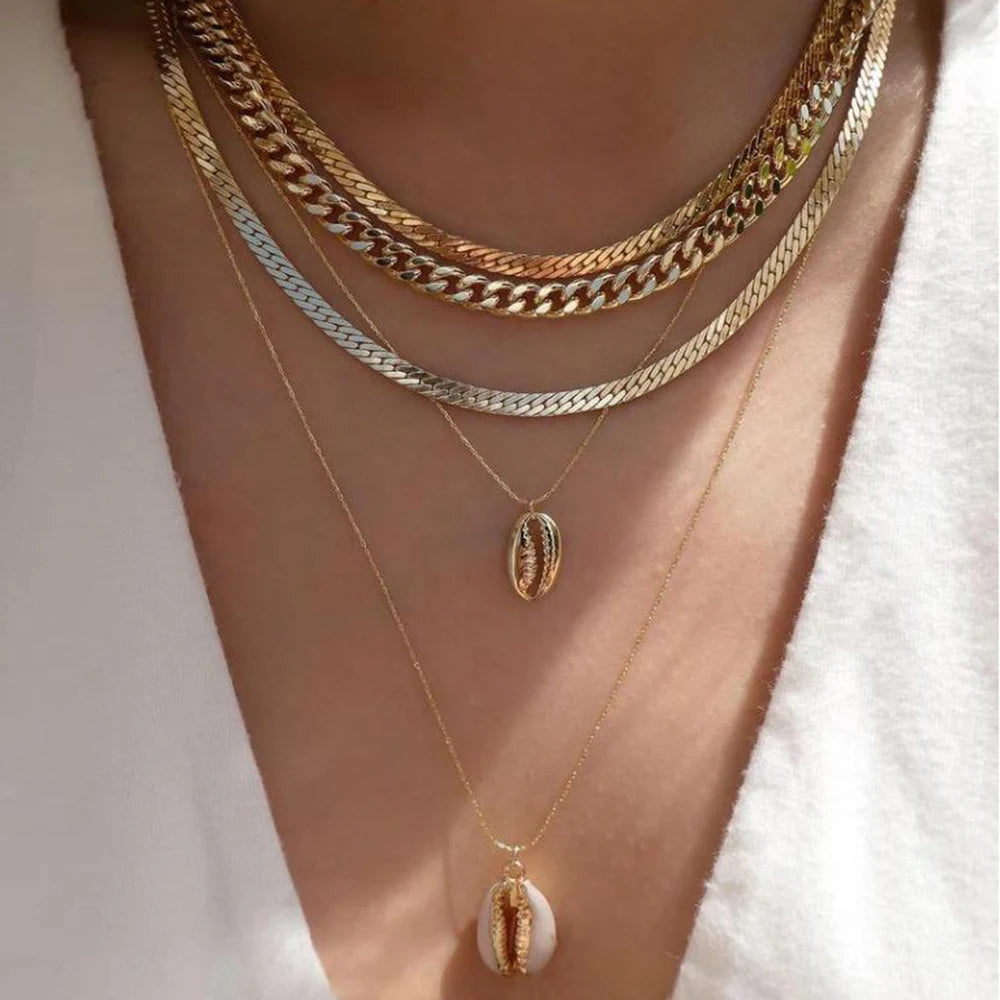 Women’s Jewelry Boho Layered Crystal Pendant Necklace | Vintage | Gold Tone | Trendy