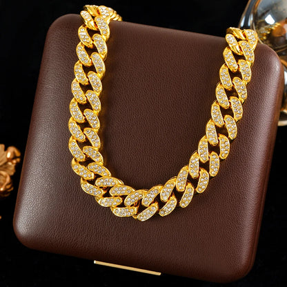 Women’s Thick Cuban Chain Jewelry Set – Necklace & Bracelet, Waterproof Punk Style