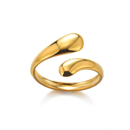 Women’s 316L Stainless Steel Geometric Open Ring – Gold Color Multilayer Vintage Waterproof Jewelry