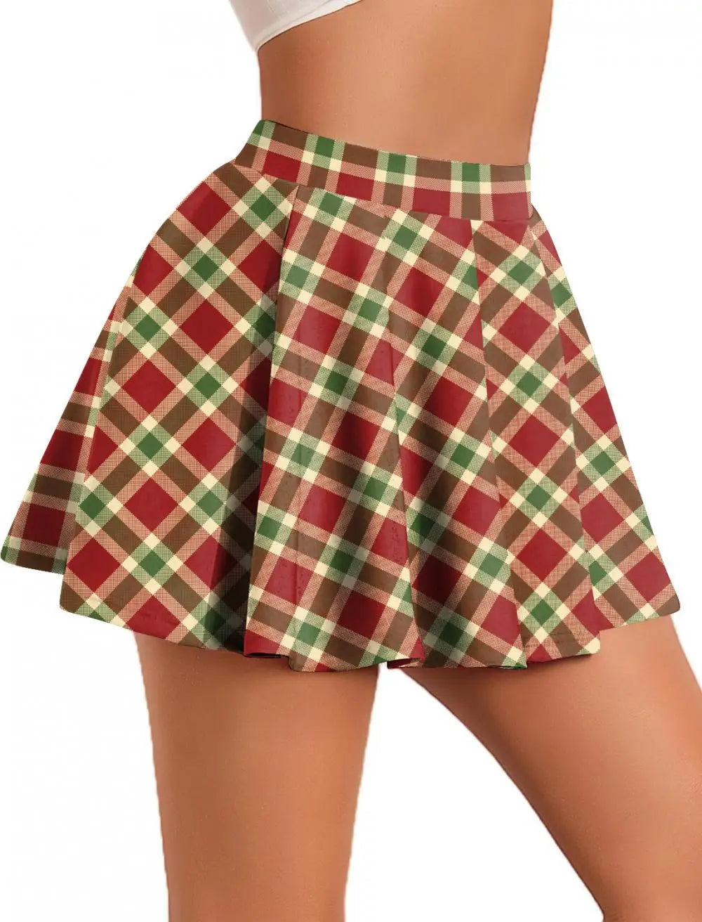 Women’s Retro Plaid Pleated Skirt Bottom – Y2K Vintage A-Line Mini School Uniform Style