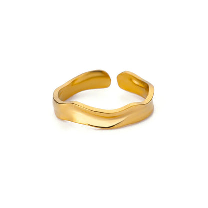 Women’s 316L Stainless Steel Geometric Open Ring – Gold Color Multilayer Vintage Waterproof Jewelry