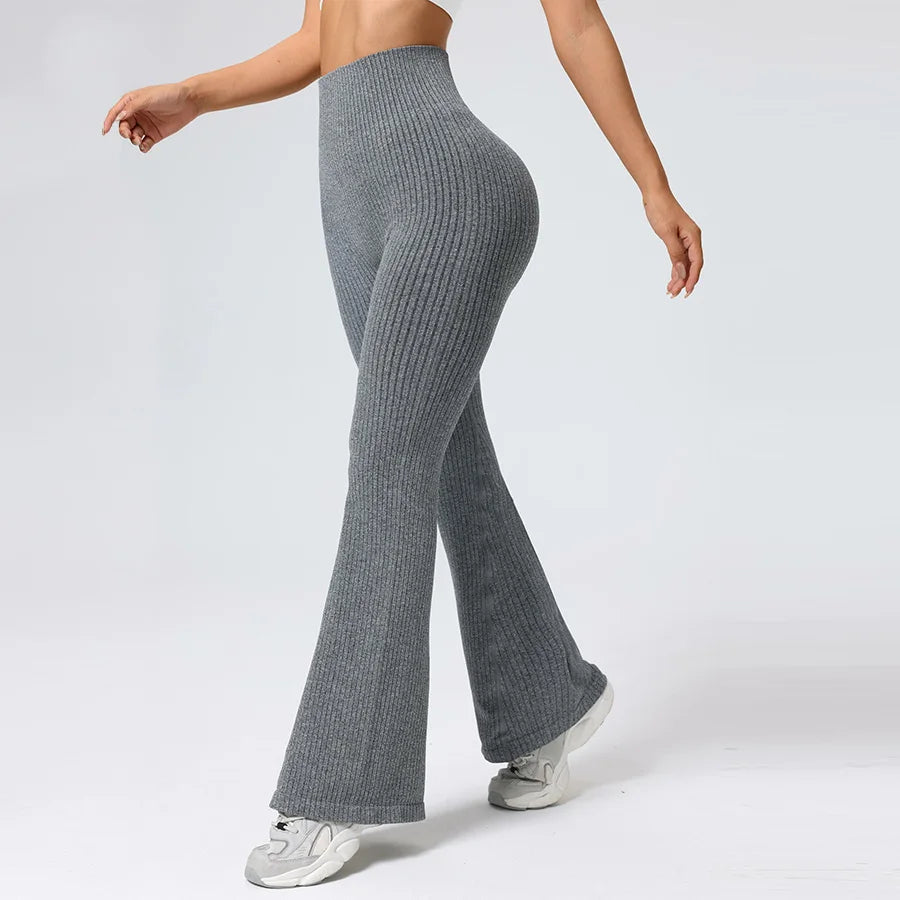 Women’s High-Waisted Flared Yoga Pants – Breathable 4-Way Stretch Sports Bottoms