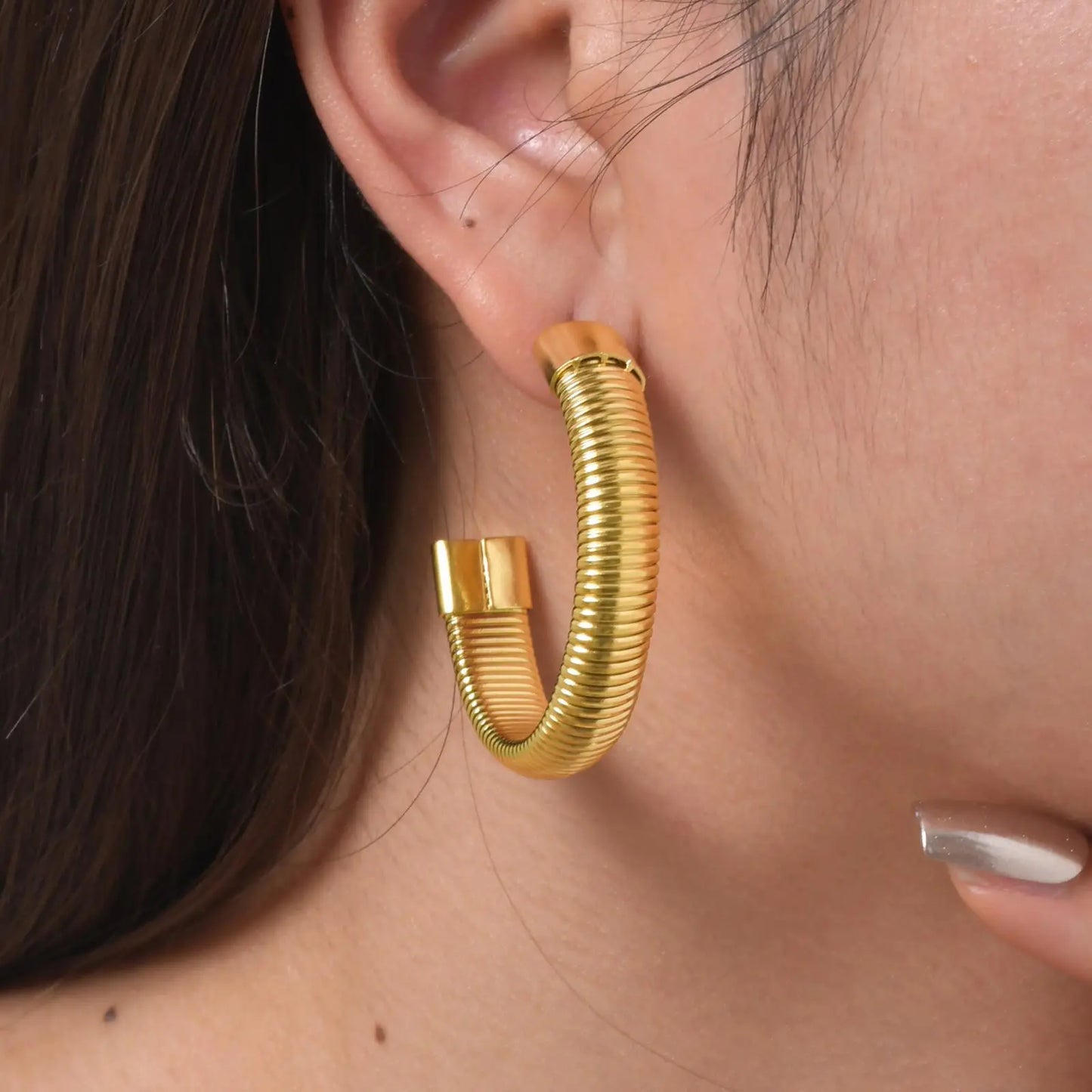 Women’s Gold Hoop Earrings – Vintage Geometric Stainless Steel Statement Jewelry
