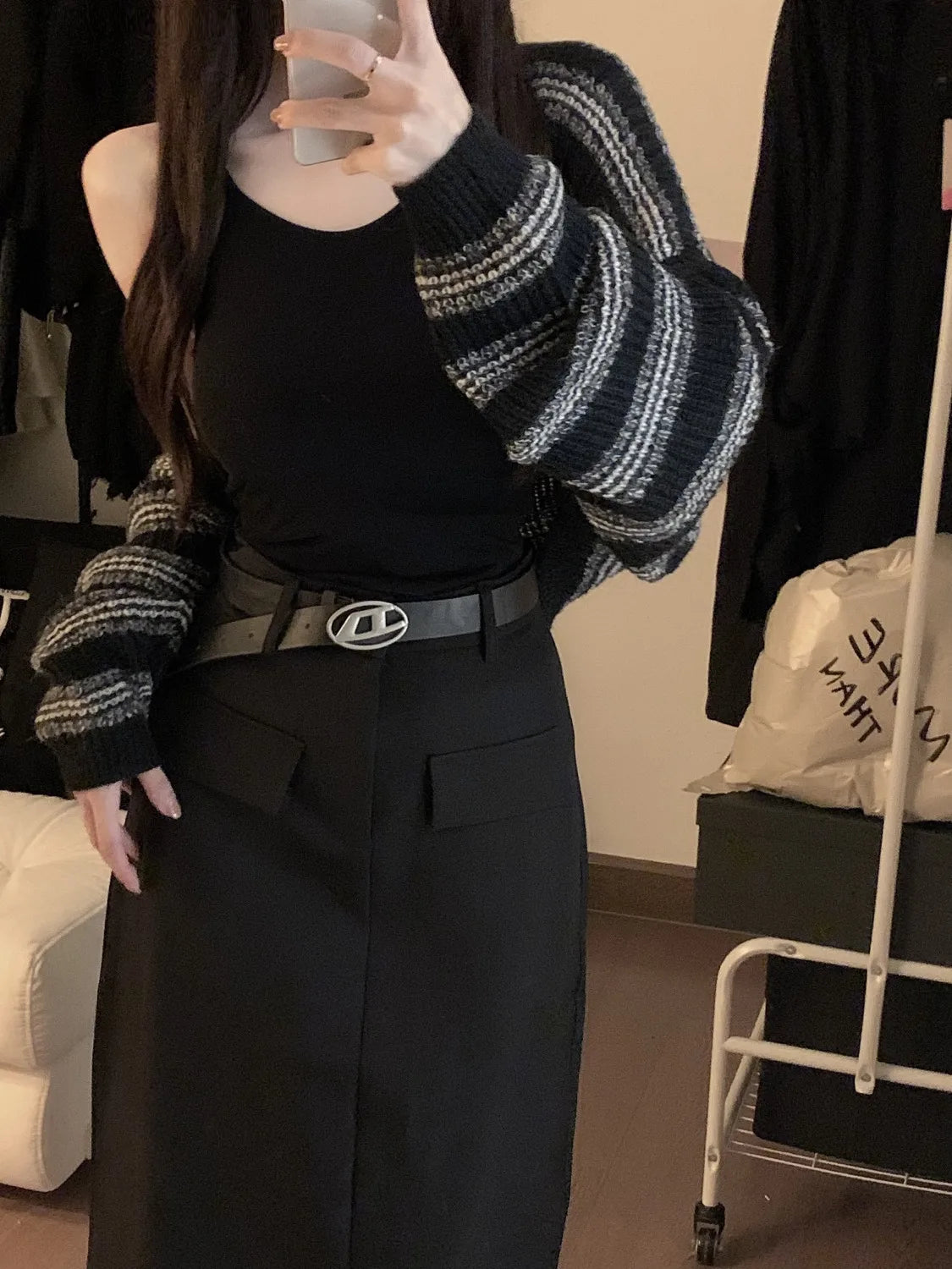 Women’s Retro High Waist Pencil Skirt Bottom – Slim Straight Long Skirt Autumn Style