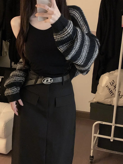 Women’s Retro High Waist Pencil Skirt Bottom – Slim Straight Long Skirt Autumn Style
