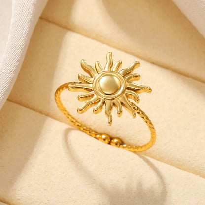 Women’s Stainless Steel Heart Ring – Gold Vintage Waterproof Jewelry Gift