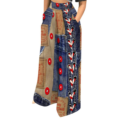 Women’s Camouflage Pants Bottom – High Waist Wide Leg Stretchy Loose Fit Trousers with Pockets