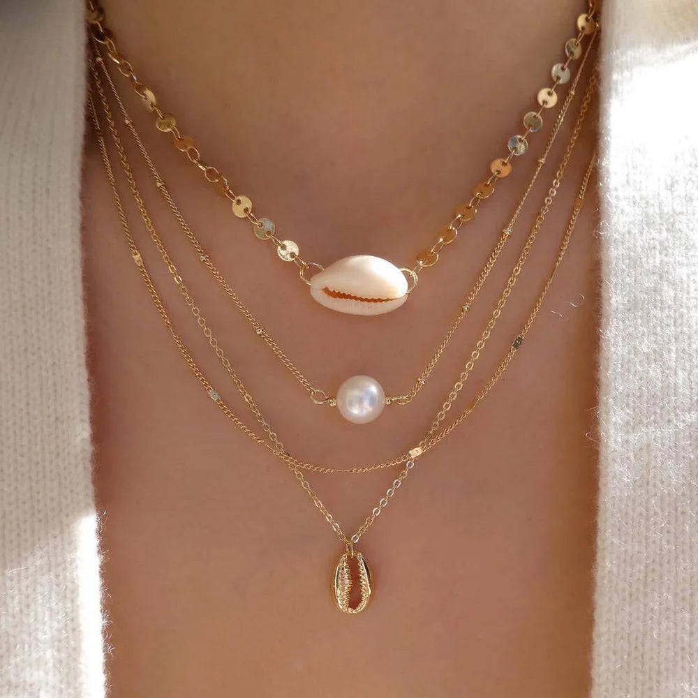 Women’s Jewelry Layered Disc Pendant Necklace | Vintage | Gold Tone | Trendy