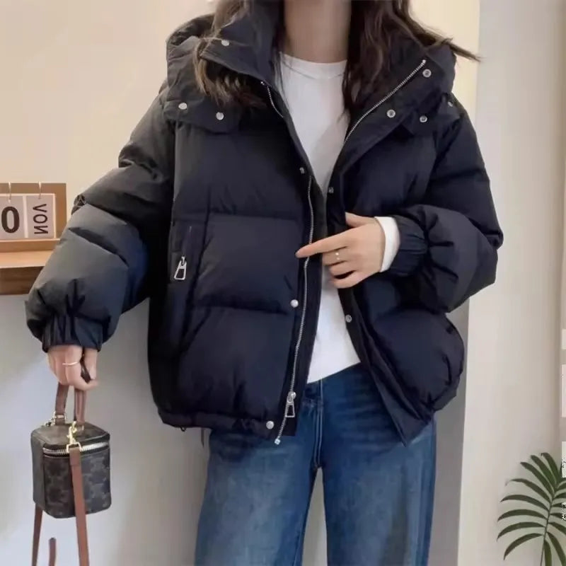 Women’s Puffer Jacket Outerwear – Warm Hooded Cotton Jacket