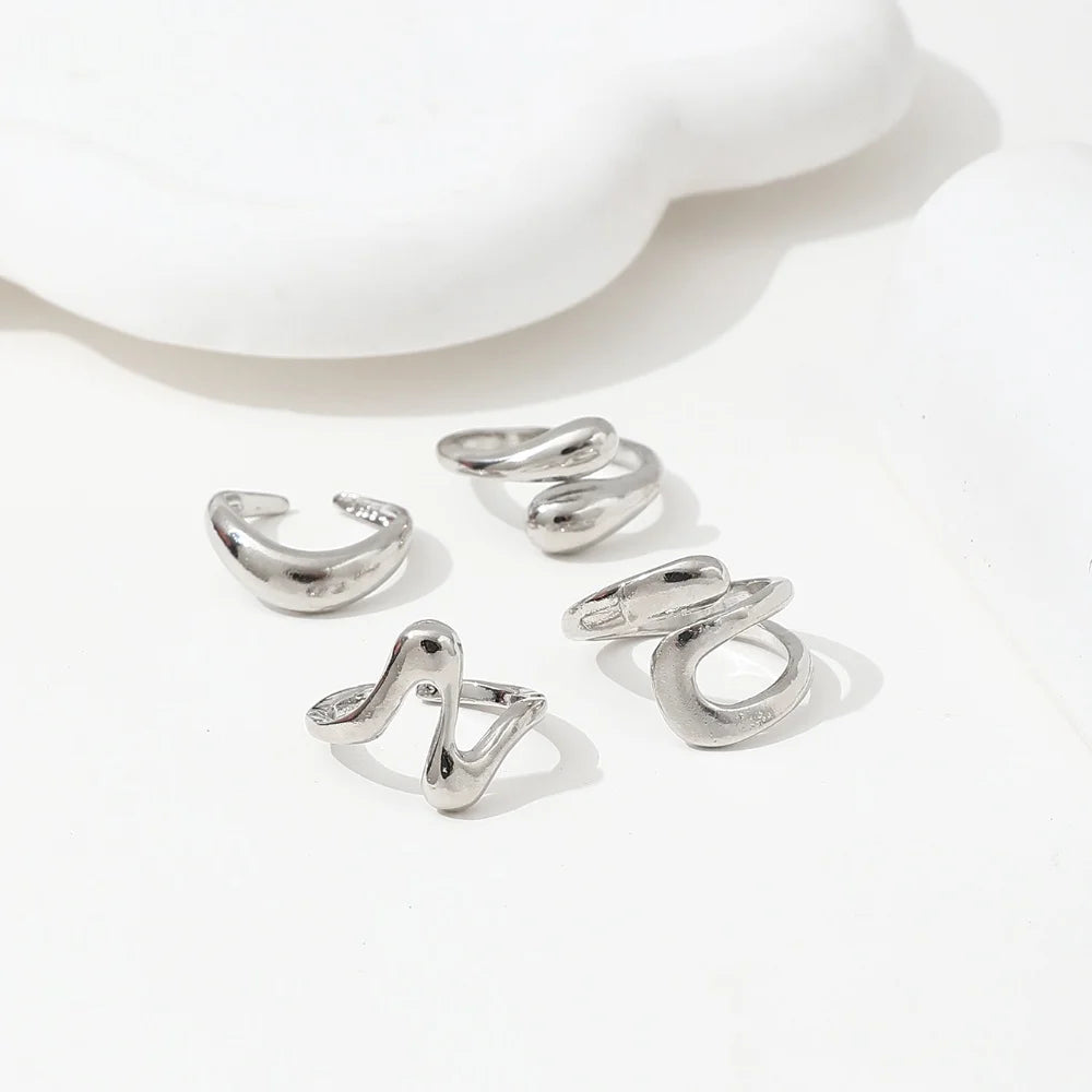 Women’s Jewelry Chunky Cuff Open Ring Set | Geometric | Adjustable | Statement