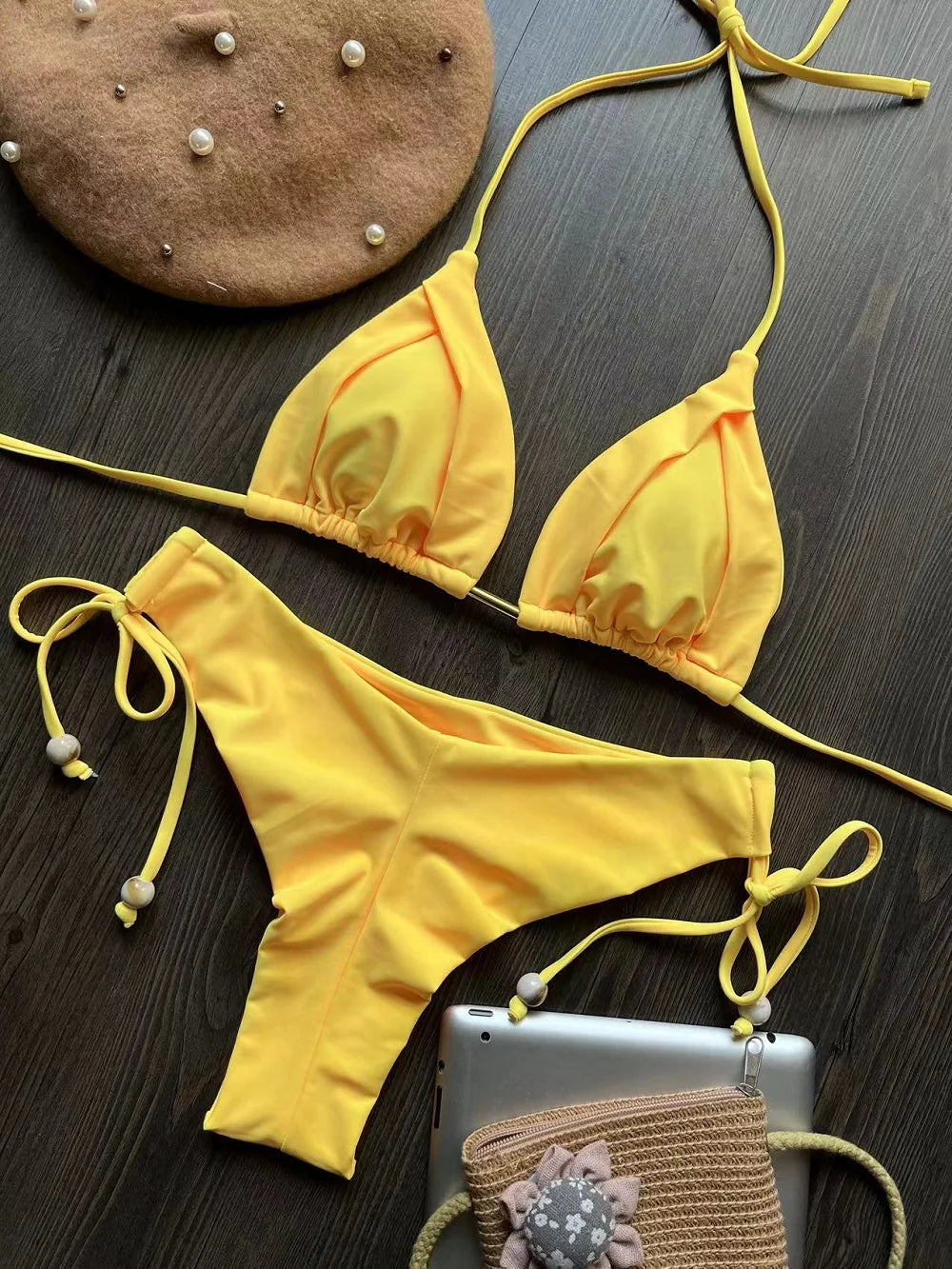 Women’s Triangle Swimwear Brazilian Bikini with Chain