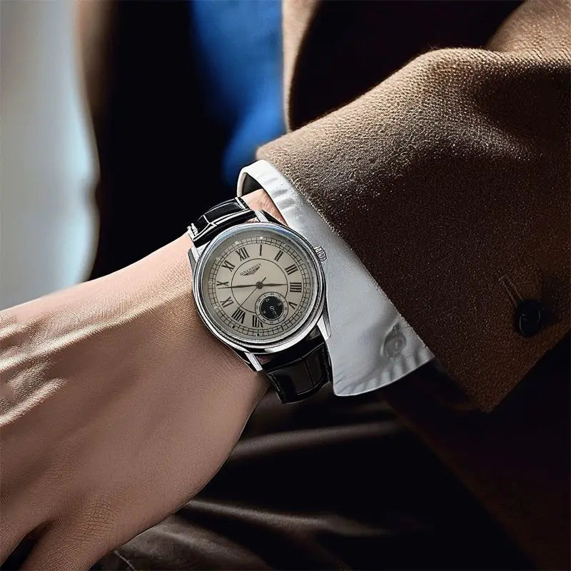 Men’s Luxury Quartz Watch – Waterproof Leather Strap Business Wristwatch